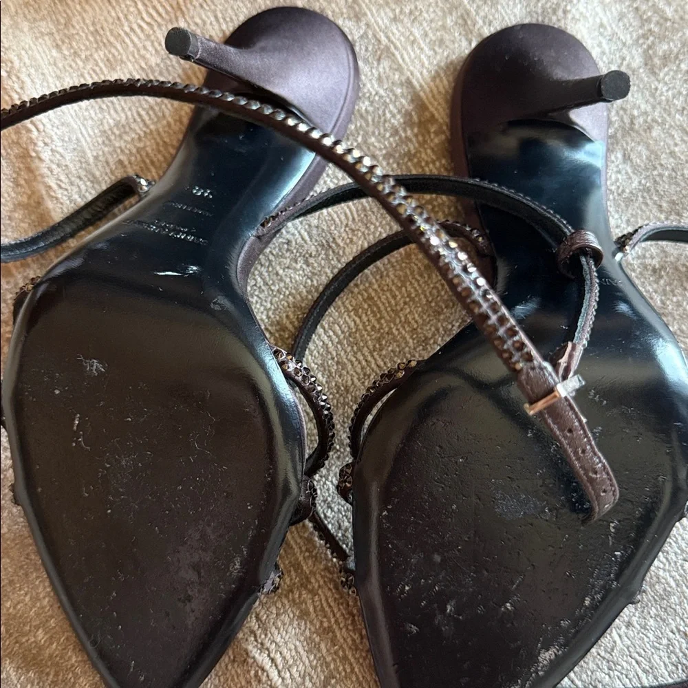 Saint Laurent Black Crystal-Embellished Strappy Stilettos - Picture 3 of 4